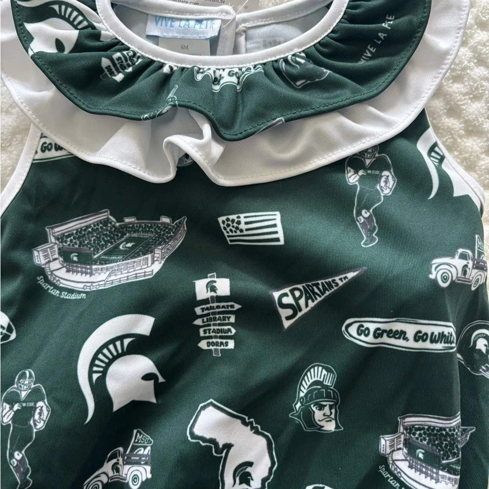 Michigan State Spartan Stylish Green logo onesie